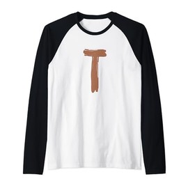 Creative Bold Leather Letter T - Design - Alphabet - Marker Raglan Baseball Tee