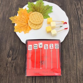Supreme Housewares - Púas de cóctel Mah Jongg, 6 púas, 3 1/4" L, Acero inoxidable y resina pintada a mano