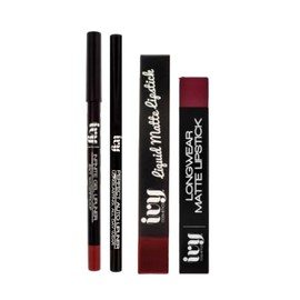 Set Labiales IVY Mate + Delineadores | Lip Combo Vibrante | Cruelty Free y Larga Duración (Wild wine)