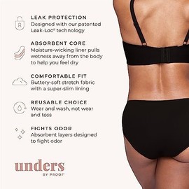 Proof. Brief, Moderate Absorbency Period Underwear for Women - Holds up to 2...
