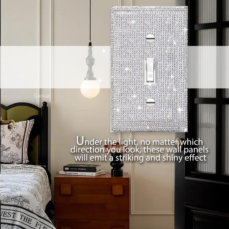 Gaocai Shiny Silver Rhinestones Wall Plates Light Switch Cover Plate