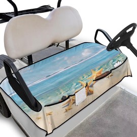 Oramclsy Starfish Golf Cart Seat Covers with Pockets for Towels Gloves,Golf Cart Seat Blanket Towel,Travel Sports Golf Cart Seat Cover for Club Car,Golf Cart Accessories