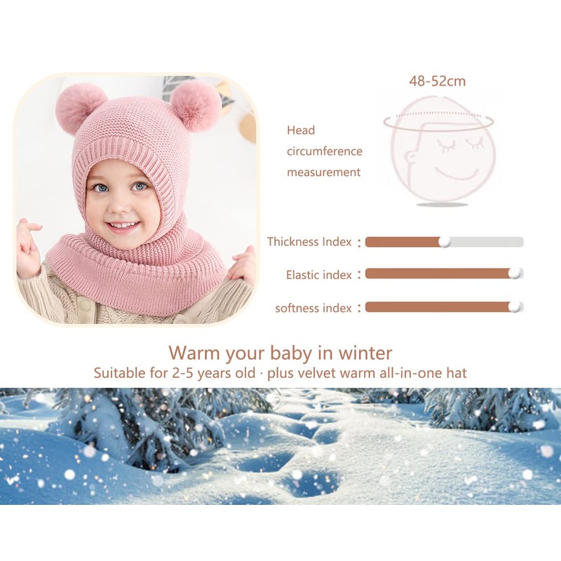 Rayson Winter Toddler Girl Boy Hat Knit Scarf Hat Fleece