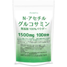 JAY&CO. 最高水準1500mg N- アセチルグルコサミン パウダー (無添加 (無味), 150グラム (x 1))