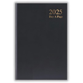 2025 Diary A4 | A5 | A6 Diary Week to View | Page A Day | Desk Diary | Hard Backed For Home And Office Use (Black, A5 Day A Page)