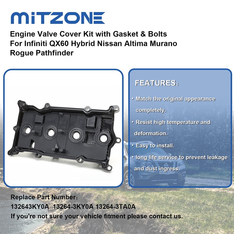 MITZONE Engine Valve Cover Compatible with 2014-2017 Nissan Altima Rogue