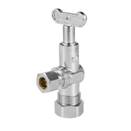 EFIELD 1/4-Turn Loose Control Key Angle Stop Valve 1/2" Nominal (5/8" OD) Compression x 3/8" OD With, Chrom Plated,(VALVE142)