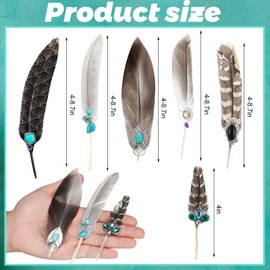 Janinka 6 Pcs Natural Feathers for Hat Assorted Turquoise Hat Feathers for Western Cowboy Hats Christmas Party Hats, DIY Craft Accessories Decorations