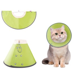 OYANTEN エリザベスカラー 犬 猫 ソフト 軽量 カラー 防水タイプ ボタン 調整可能 引っ掻き防止 爪切り 足舐め防止 傷舐め防止 皮膚病 傷口保護 去勢手術 避妊 中型犬（XL グリーン）