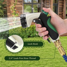 MORROWIND Garden Hose Nozzle, Heavy Duty Metal Water Nozzle with 8 Adjustable Spray Patterns, High Pressure Ergonomic Flow Control for Watering Plants, Lawns, Washing Cars, Pets, Black with Green