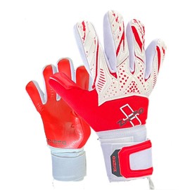 Generic Zhero GK Goalkeeper Gloves Pegasus Red, 4mm German Contact Latex Negative Cut, Soccer Goalie Youth and Adult. Red and White (8)