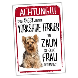 Yorkshire Terrier Dog Sign Warning Fence Woman Saying Door Sign Dog Sign Warning Sign Gift Idea Funny Saying Dog Motif Aluminium Weatherproof Dog Sign