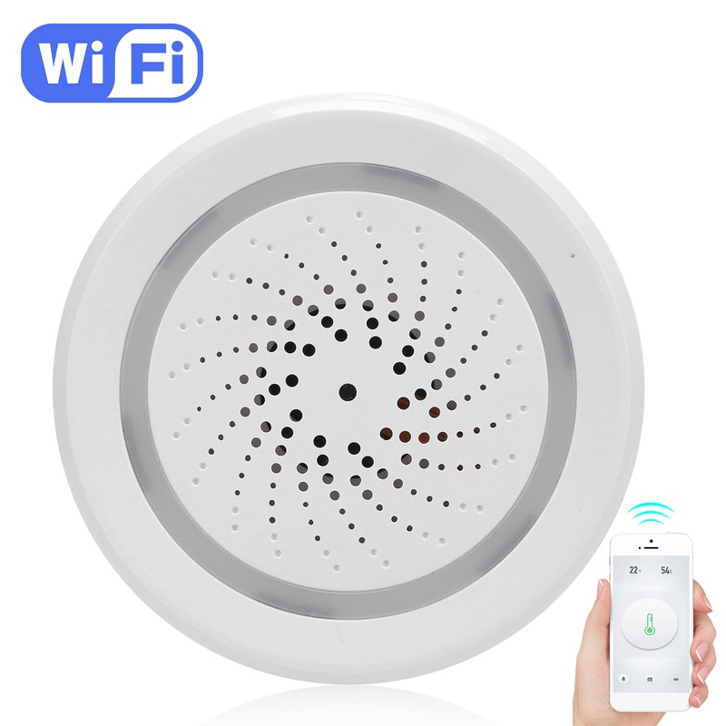 2.4GHz WiFi Temperature Humidity Sensor Detector Sound Light Alarm Smart