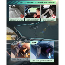 GAFAT Compatible with Ford Ranger T9 2023 2024 2025 Sun Protection Front Windscreen Inside, Ranger T9 Raptor Wildtrak XLT Windscreen Parasol Sun Visor, Cooling, UV Protection