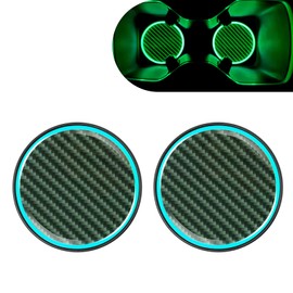 MOXRUQ 2 PCS Car Cup Coasters, Luminous Car Coasters, 2.83" Carbon Fiber Non-Slip Insert Coaster, Universal for Most Cars (Black)