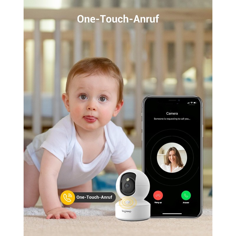 BoyKeep 2.4G/5GHz Indoor Surveillance Camera, 2K 360° WLAN Surveillance Camera,