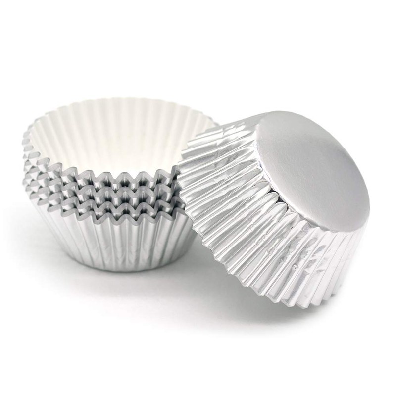 Mombake Standard Silver Foil Cupcake Liners Muffin Baking Cups for