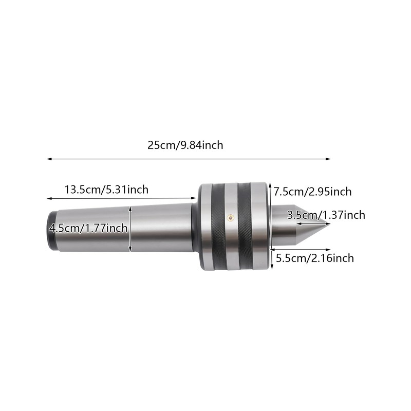 MT5 Live Center, 60° Morse Taper Lathe Center, Precision Bearing