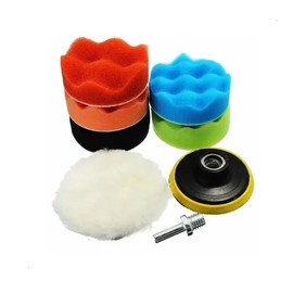 Almohadillas Pulidora Kit Esponja Lana Espuma Encerado Borla Pulgadas 5/7 Pulir Auto Esmalte Coche Set 8pzs (5 Pulgadas)