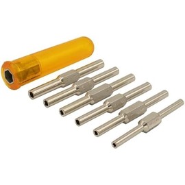 Clock Winding & Let Down Release Tool (Sizes 2.5-5.75mm) - Mainspring Let Down Tool with 6 Key Shafts - Steel (Nickel Plated) with Plastic Handle