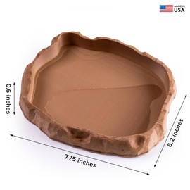 Everydayers Gecko Cave Reptile Feeding Tray – Naturalistic Pet Dish for Lizards, Snakes, Bearded Dragons, Tortoises & Turtles - Sandstone - Large