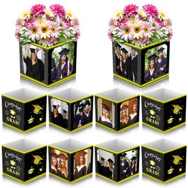 8 Pcs Graduation Photo Centerpieces Boxes Photo Display Box Props Congrats Grad Party Favor Graduation Centerpiece Decor for High School College Table Home Flower Arrangements Decoration Supplies