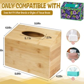 Hand Towel Box Cover for Kleenex with Sloped Top, Natural Bamboo Tissue Box Fits Trapezium Kleenex Hand Towels Sizes, Bottom Pull-Out Design, Minimalist Design for Tabletop, Bathroom, Office