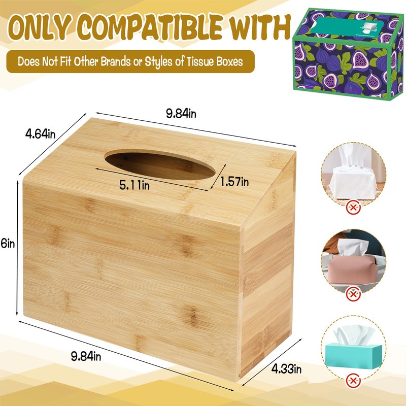 Hand Towel Box Cover for Kleenex with Sloped Top, Natural