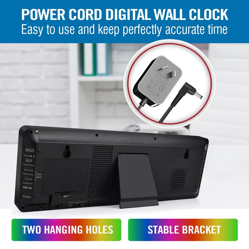 TXL16.5 Digital Wall Clock Large Display, LED Wall Clock RGB