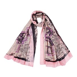 TrendsBlue Premium Large Vintage Cars & Wheels Print Fashion Scarf Wrap, Pink