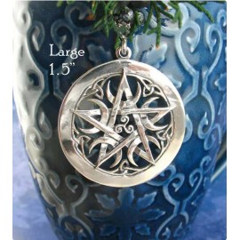 Fashion Jewelry PAGAN WITCHCRAFT WICCA PENTAGRAM Pendant on DIAMOND Cut 925 Silver 22" Necklace