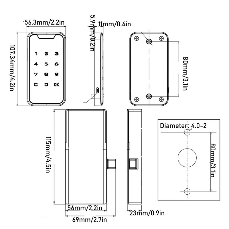 Electronic Cabinet Lock High Safety Password Entry Digital Touch Keypad