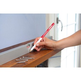 Meister Carpenter's Pencil Set 25 Pieces - 240 mm Length - Oval Shape - Medium Hardness - Ideal for Drawing & Marking - Red & White / Marking Tool / Construction Pencil / 9446710