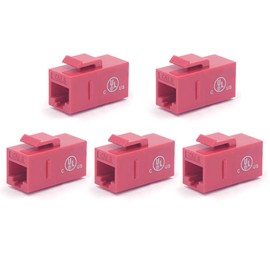 VCE Acoplador RJ45 Cat6 Keystone Jack Hembra a Hembra Ethernet Jack UTP-5 Unidades Color Rojo