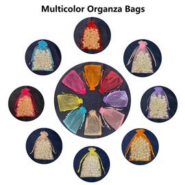 SIAGCRAW 100Pcs Mixed Color Organza Bags, 2.8x3.6 inches Small Mesh Bags Drawstring Pouches, Sheer Gift Bags for Jewelry Candy Wedding Party Favor Small Presents