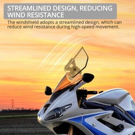 Justech Motorcycle Wind Deflector Motorcycle Windscreen Adjustable Clip On Windshield Extension Spoiler for Motorcycle Racing Bike-Smoky