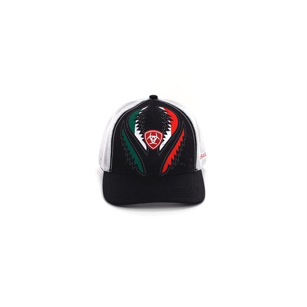 ARIAT Men's Black Mexican Flag Snapback Logo Cap