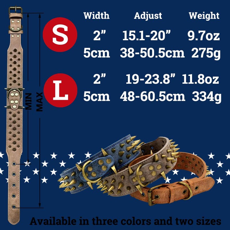 The Mighty Large Spiked Studded Dog Collar - Protect Your