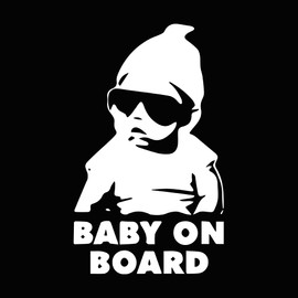AzQuest Funny Baby on Board Sticker car - The Hangover Funny Car Vinyl Decals Sticker, Laptop Stickers, Bumper Stickers for Cars Laptop Sticker | White | 4.5 inches | AZQ451