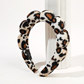 Pearl Velvet Headbands for Women, Spa Headband for Washing Face Velvet Makeup Headband Fashion Solid Color Hair Accessories Yoga Exercise Head Wraps, Sponge Puff Hairband for Skin Care (3 Pack)