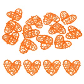 M METERXITY 12-Pack Heart Shaped Wicker Rattan Balls 60mm/2.4 Inch Decorative Rattan Balls Orbs Vase Fillers Bowl Fillers for Christmas/Weddings/DIY Crafts/Home Decor [Orange]