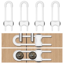 LLOOC Cabinet Locks for Babies,Child Proof Cabinet Locks,4 Pack U-Shaped Baby Proofing Cabinets,Child Locks for Cabinets and Drawers,Child Safety Cabinet Locks with Adjustable(White)