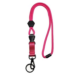 Heavy Duty Thick Rope Cord Lanyard with Metal Hook & Key Ring for ID Badge Keys, Safety Breakaway & Adjustable Length (1-Pack, #04 Fuchsia)