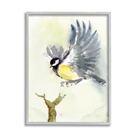 Stupell Industries Yellow Belly Bird Spread Wings Over Tree Branch