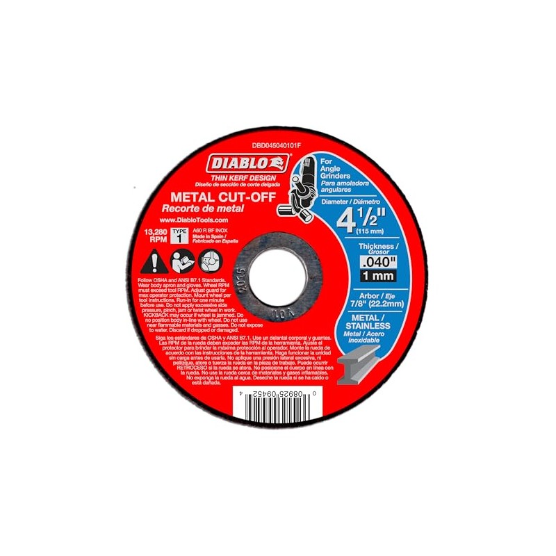 Diablo Metal Cut-Off Disc - Superior Performance - 4-1/2" Diameter,