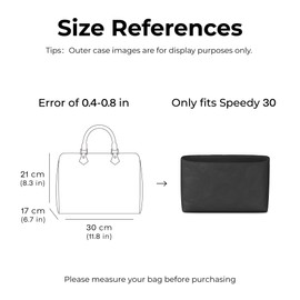 FANJI Project Handbag Organizer Insert for lv Speedy Bandoulière 30, Custom Fit Inside Premium Matte Black Lightweight WaterResistant Purse Insert with Cup Holder Accessories