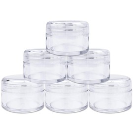 Beauticom 6 Pieces 20G/20ML Round Clear Jars with Screw Cap Lid for Small Jewelry, Holding/Mixing Paints, Art Accessories and Other Craft Supplies - BPA Free