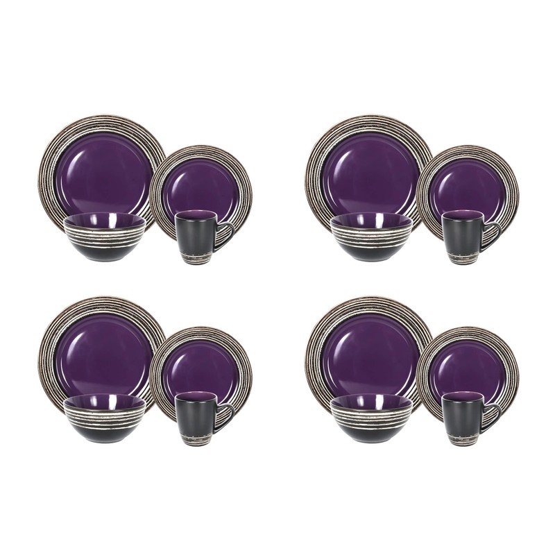 HomeVss 16 Piece Dinnerware Set, Ceramic Plates and Bowls Sets