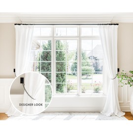 BlastHome® Luxury Chain Tiebacks – Premium Metal Wall Mounted Curtain Holdbacks with 30" Long Chains - Signature Collection, Set of Two – Designer Quality Window Drapery Ties – Tuxedo Black Finish