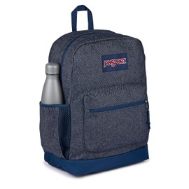 JanSport Cross Town Plus Remix Backpack - Padded Back Panel, Laptop Sleeve, and Front Pocket Organizer - Indigo Denim